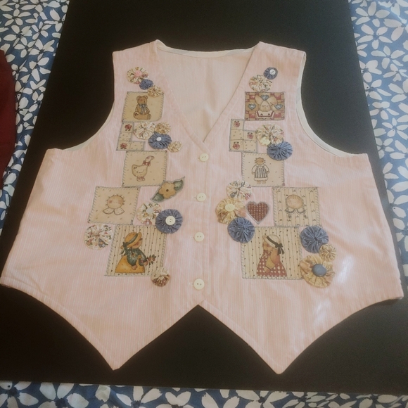 VTG Handmade Vest Country Farm Animals Button Patchwork Applique Cottagecore - Picture 12 of 12